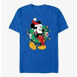 Brand new 🧨 Disney Mickey Mouse Mickey Santa Wreath Lights T-Shirt 👍