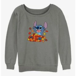 Cheapest ✔️ Disney Lilo & Stitch Leaf Pile 👧 Girls Slouchy Sweatshirt 🌟