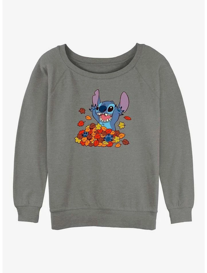 Cheapest โ๏ธ Disney Lilo & Stitch Leaf Pile ๐ง Girls Slouchy Sweatshirt ๐