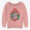 Promo ✨ Disney Lilo & Stitch Mele Kalikimaka Wreath 👧 Girls Slouchy Sweatshirt 🤩