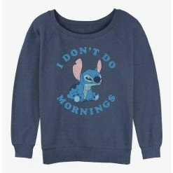 Best reviews of 🥰 Disney Lilo & Stitch I Don't Do Mornings 👧 Girls Slouchy Sweatshirt 🧨