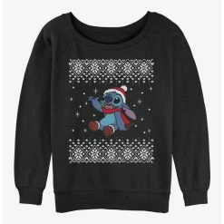 New 😀 Disney Lilo & Stitch Snow Day Ugly 🎅 Christmas 👧 Girls Slouchy Sweatshirt 🥰