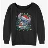 Hot Sale 🎉 Disney Lilo & Stitch ❄ Christmas Lights 👧 Girls Slouchy Sweatshirt 😉