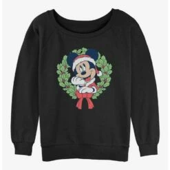 Brand new ✔️ Disney Mickey Mouse 🎄 Christmas Wreath 👧 Girls Slouchy Sweatshirt 🥰