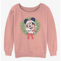 Buy 😉 Disney Mickey Mouse 🔔 Christmas Wreath 👧 Girls Slouchy Sweatshirt 👏