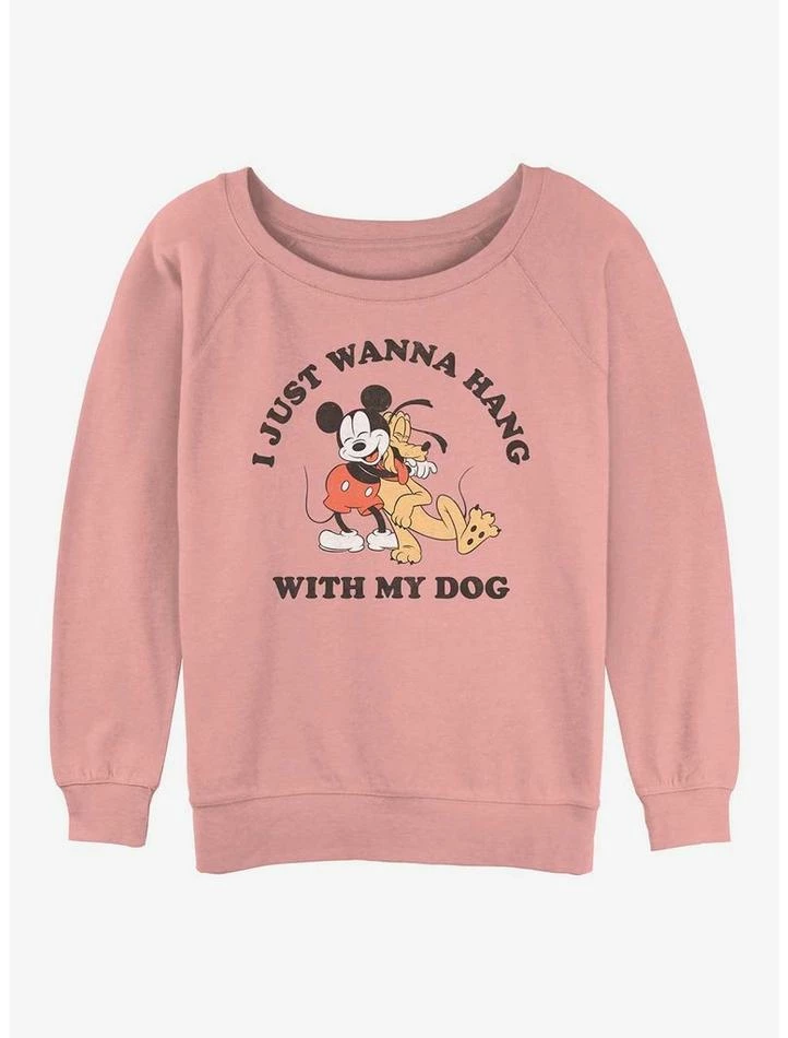 Best Pirce 👍 Disney Mickey Mouse 🦮 Dog Lover 👧 Girls Slouchy Sweatshirt 💯