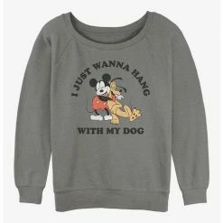 Discount ⌛ Disney Mickey Mouse 🦮 Dog Lover 👧 Girls Slouchy Sweatshirt 👍