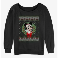 Brand new 🎉 Disney Mickey Mouse Holiday Wreath 👧 Girls Slouchy Sweatshirt ⭐