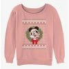 Buy 🧨 Disney Mickey Mouse Holiday Wreath 👧 Girls Slouchy Sweatshirt ✨