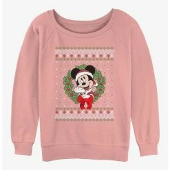 Buy 🧨 Disney Mickey Mouse Holiday Wreath 👧 Girls Slouchy Sweatshirt ✨