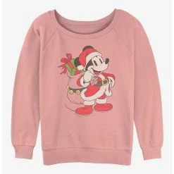 Best deal 👏 Disney Mickey Mouse Santa Mickey 👧 Girls Slouchy Sweatshirt 🔥