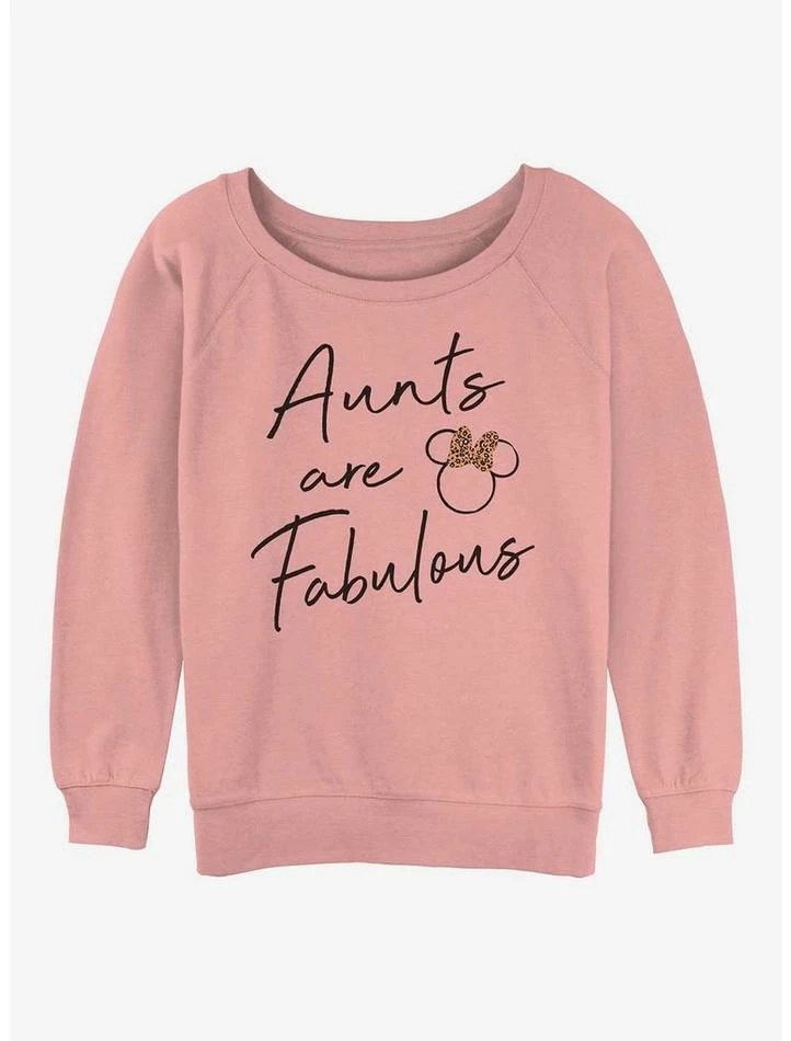 Flash Sale ⌛ Disney Minnie Mouse Fabulous Aunt 👧 Girls Slouchy Sweatshirt 🌟