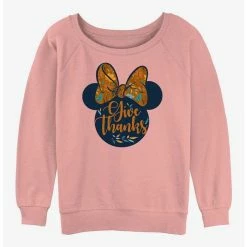 Deals 🔥 Disney Minnie Mouse Give Thanks 👧 Girls Slouchy Sweatshirt ⭐