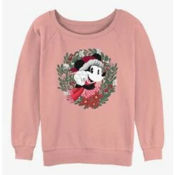Outlet 🔔 Disney Minnie Mouse Minnie In Wreath 👧 Girls Slouchy Sweatshirt ✨