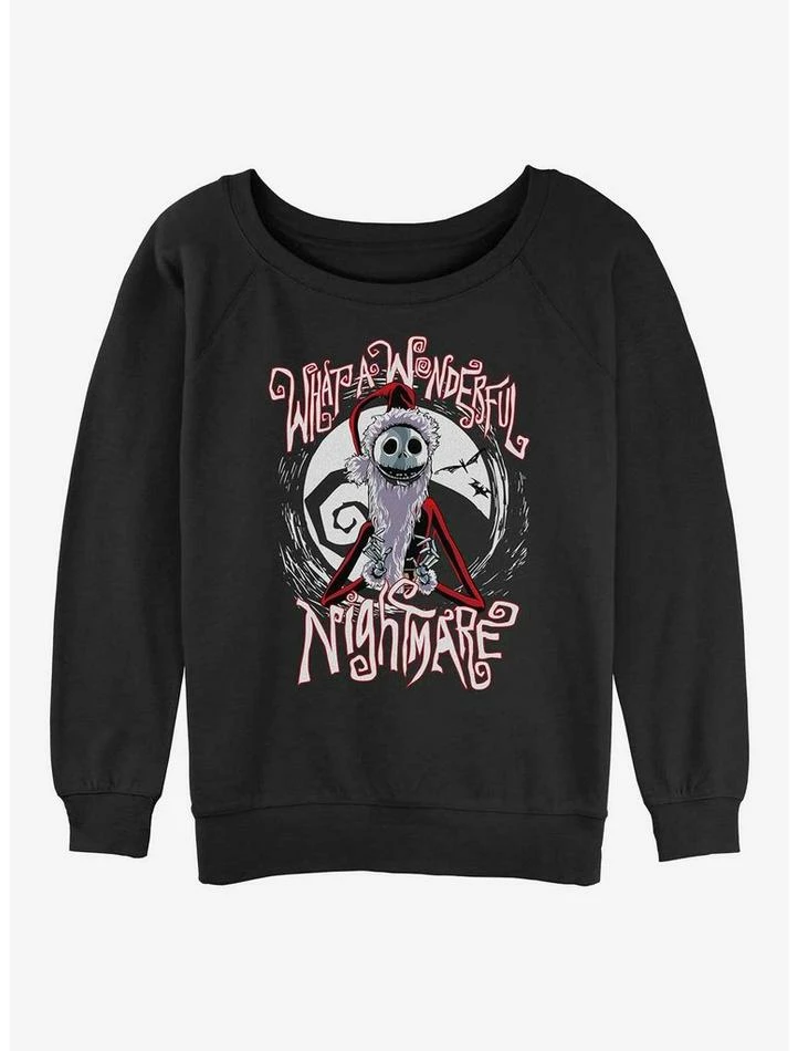 Top 10 ✔️ Disney The Nightmare Before 🎅 Christmas Santa Jack Wonderful Nightmare 👧 Girls Slouchy Sweatshirt ❤️