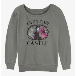 Best Pirce ✨ Disney Villains I Run This Castle 👧 Girls Slouchy Sweatshirt 🔥