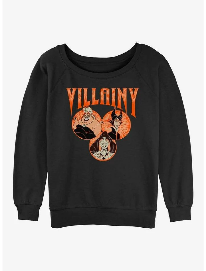 New 😍 Disney Villains Villainy 👧 Girls Slouchy Sweatshirt ⌛