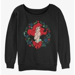 Discount 🧨 Disney The Little Mermaid Festive Ariel Wreath 👧 Girls Slouchy Sweatshirt 😀