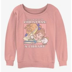 Discount 🛒 Disney Princesses Belle 🎄 Christmas 👧 Girls Slouchy Sweatshirt 🛒