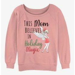 Hot Sale 🌟 Disney Tinker Bell Holiday Magic Mom 👧 Girls Slouchy Sweatshirt 🔥