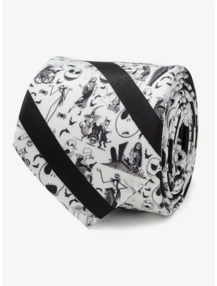 New 🎉 Disney The Nightmare Before 🎅 Christmas Stripe Black Men's Tie ⭐