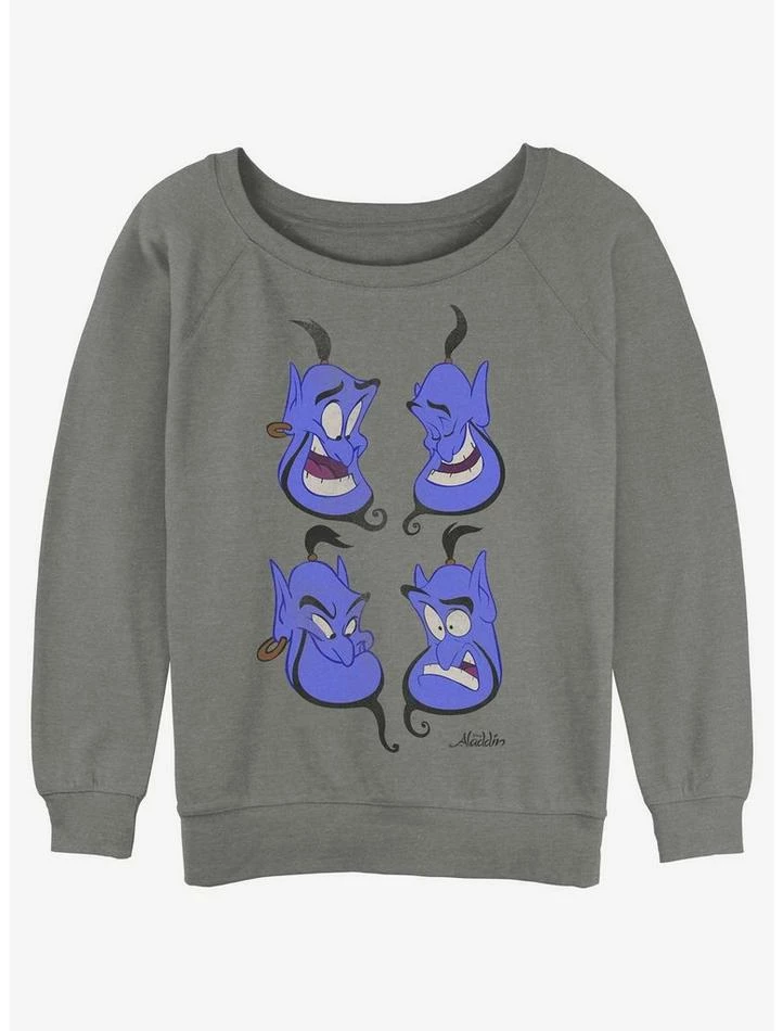 Hot Sale ๐ Disney Aladdin Genie Faces ๐ง Girls Slouchy Sweatshirt ๐ฏ