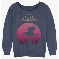 Best Pirce ❤️ Disney Aladdin Flying High Silhouette 👧 Girls Slouchy Sweatshirt 🔥