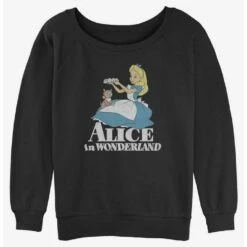 Discount 😀 Disney Alice in Wonderland Alice and Dinah 👧 Girls Slouchy Sweatshirt ✨