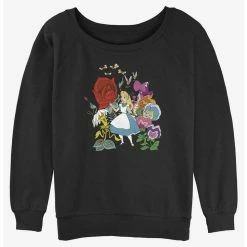 New ⌛ Disney Alice in Wonderland Flower Afternoon 👧 Girls Slouchy Sweatshirt 😍