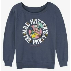 Discount ⭐ Disney Alice in Wonderland Mad Hatter's Tea Party 👧 Girls Slouchy Sweatshirt 🎁