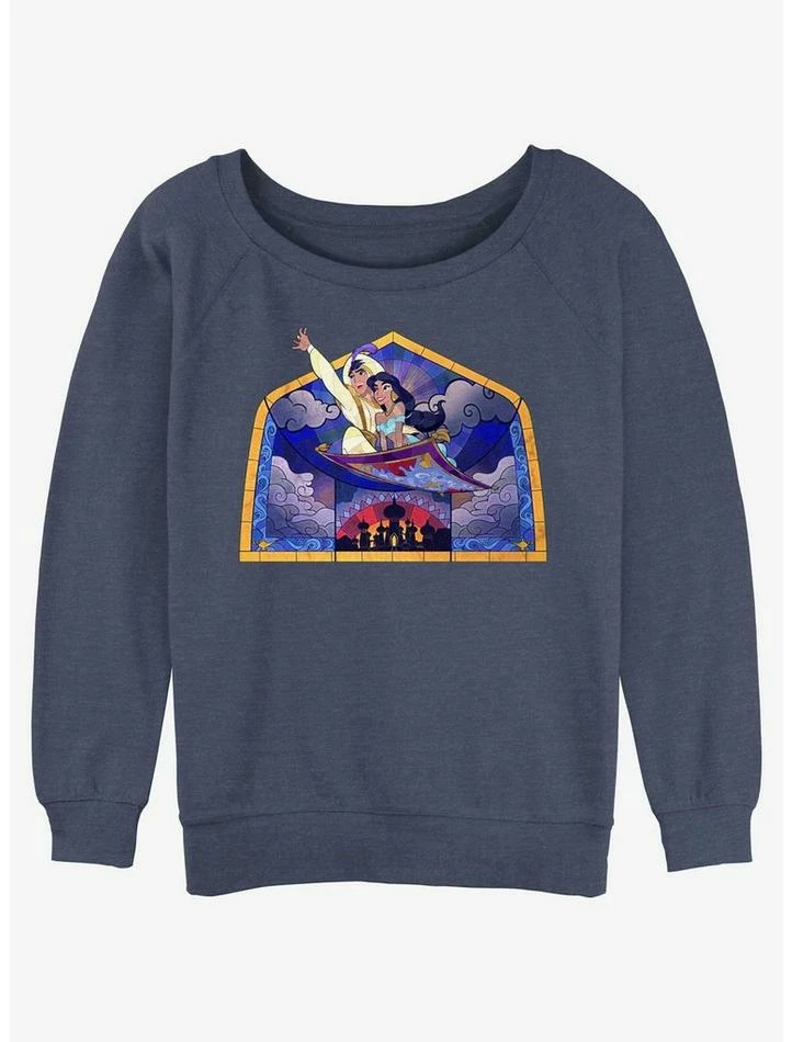 Brand new ๐งจ Disney Aladdin Glass Carpet Ride ๐ง Girls Slouchy Sweatshirt ๐