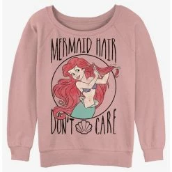 Deals 🥰 Disney The Little Mermaid Ariel Hair 👧 Girls Slouchy Sweatshirt 👍