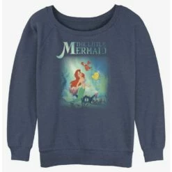 New 🔔 Disney The Little Mermaid Ariel, Sebastian and Flounder 👧 Girls Slouchy Sweatshirt 👍