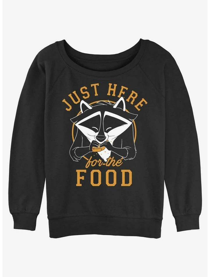 Discount 🛒 Disney Pocahontas Meeko Here For Food 👧 Girls Slouchy Sweatshirt 😍
