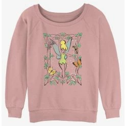Cheapest 🤩 Disney Tinker Bell Floral Frame 👧 Girls Slouchy Sweatshirt 👍