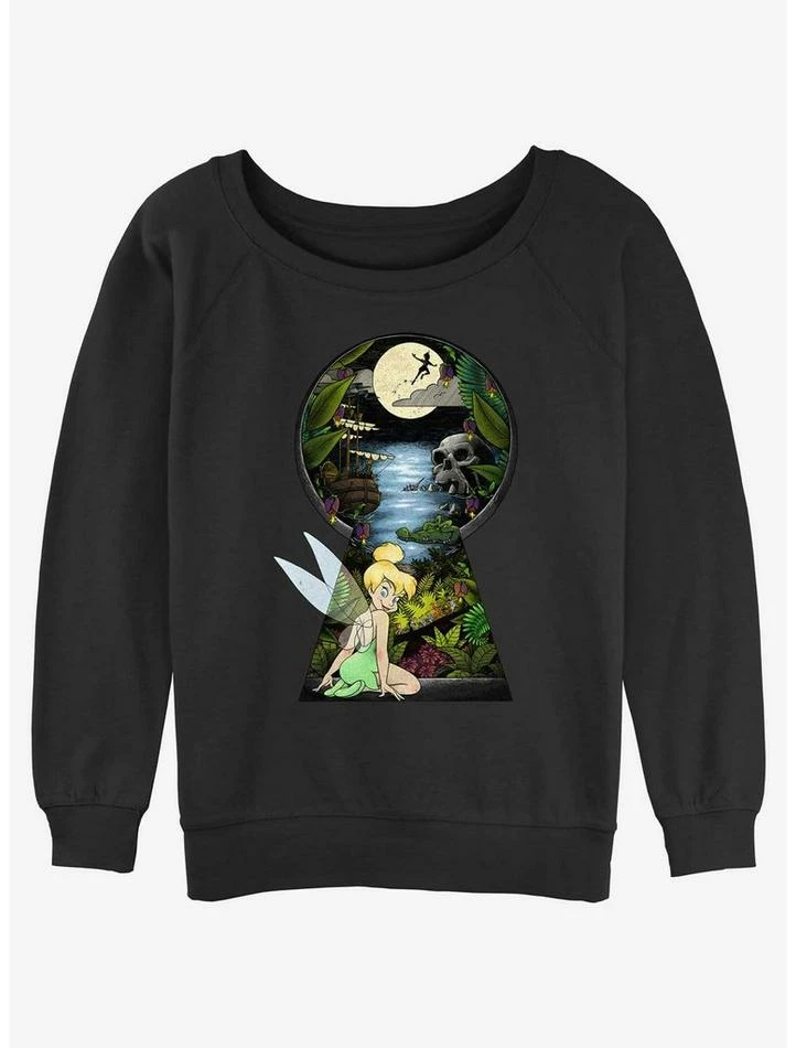 Cheap 💯 Disney Tinker Bell Keyhole To Neverland 👧 Girls Slouchy Sweatshirt ⌛