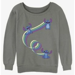 Best Sale 👍 Disney Lilo & Stitch Ribbon Stitches 👧 Girls Slouchy Sweatshirt ⌛