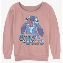 Brand new ✨ Disney Lilo & Stitch Stay Weird 👧 Girls Slouchy Sweatshirt ✔️