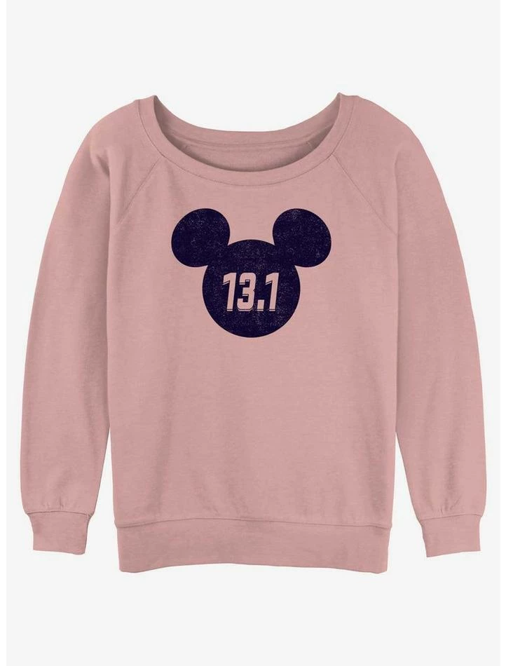 Budget 👍 Disney Mickey Mouse Half Marathon 13.1 Ears 👧 Girls Slouchy Sweatshirt ⭐