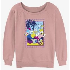 Hot Sale ❤️ Disney Mickey Mouse Donald and Daisy Duck And Run 👧 Girls Slouchy Sweatshirt 🎉