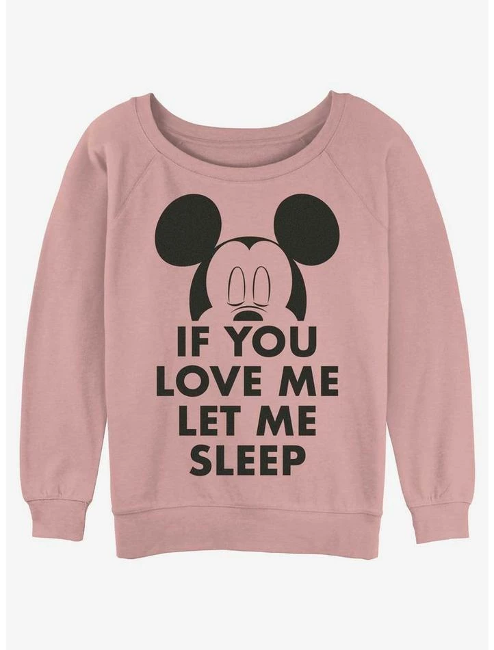 Brand new 😀 Disney Mickey Mouse Let Me Sleep 👧 Girls Slouchy Sweatshirt 🌟