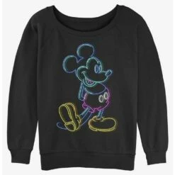 Top 10 👍 Disney Mickey Mouse Neon Mickey 👧 Girls Slouchy Sweatshirt 🔥