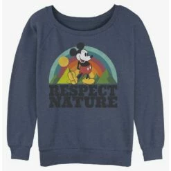 Best Sale 🔥 Disney Mickey Mouse Respect Nature 👧 Girls Slouchy Sweatshirt 😍
