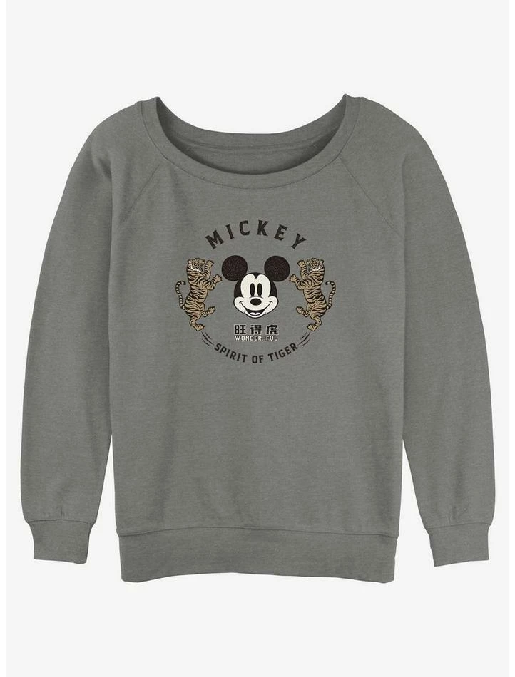 Cheapest 💯 Disney Mickey Mouse Spirit of Tiger 👧 Girls Slouchy Sweatshirt ✔️