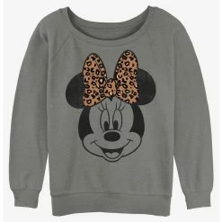 Buy 😍 Disney Minnie Mouse Leopard Bow 👧 Girls Slouchy Sweatshirt 💯