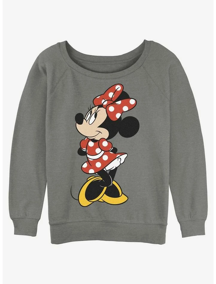 Cheapest 🔔 Disney Minnie Mouse Polka Dot Minnie 👧 Girls Slouchy Sweatshirt 😉