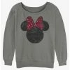 Best Sale 😀 Disney Minnie Mouse Red Leopard Bow 👧 Girls Slouchy Sweatshirt 🎁