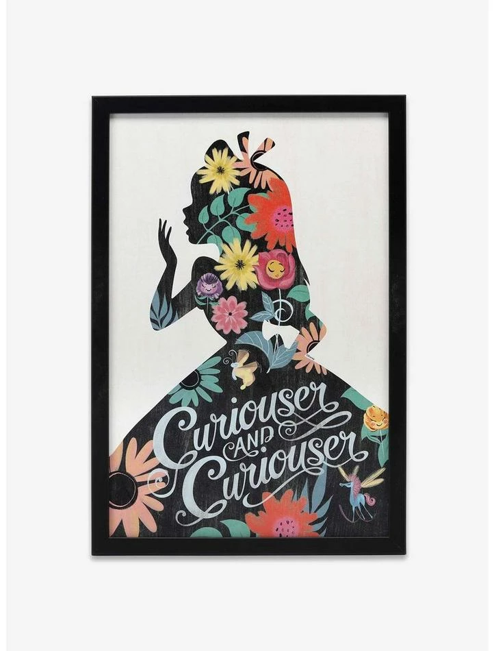 Top 10 😍 Disney Alice in Wonderland Curiouser and Curiouser Floral Framed Wood Wall Decor 🔔