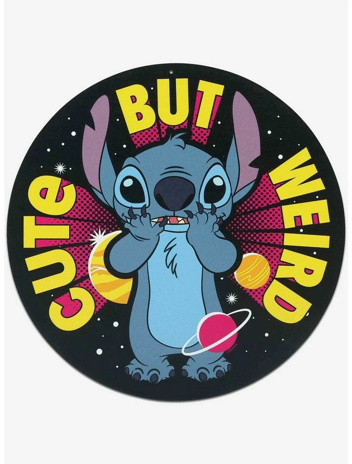 Buy π Disney Lilo & Stitch Cute But Weird Round Metal Sign π€©