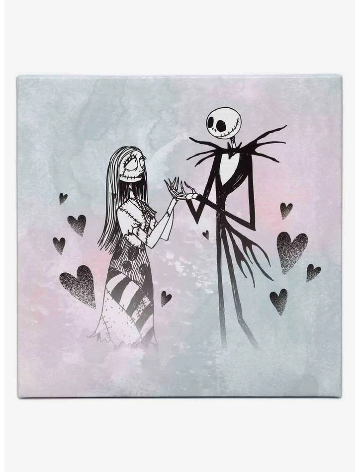 Promo ๐ฅ Disney The Nightmare Before ๐ Christmas Jack & Sally Hearts Canvas Wall Decor ๐